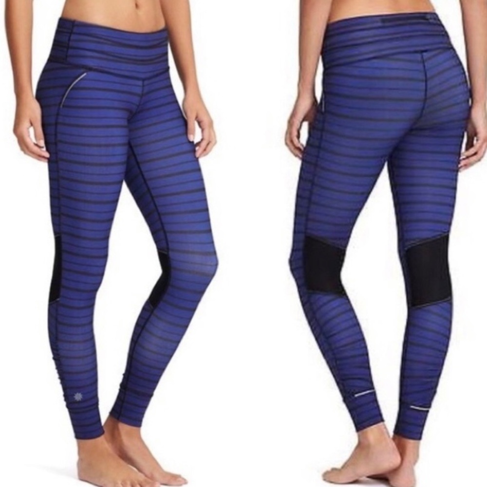 Athleta Legging Relay Purple and Black Stripe